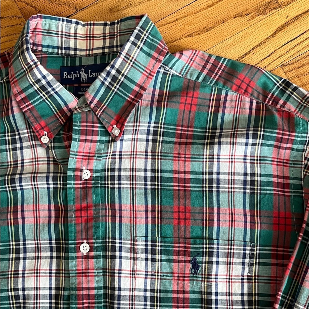 Polo by Ralph Lauren Green & Red Plaid Button-Down Shirt - Picture 2 of 4